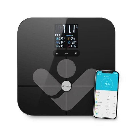 Waga diagnostyczna bluetooth TrueLife FitScale W7 BT czarna kolorowy LCD 0,2 ~ 180 kg iOS, Android