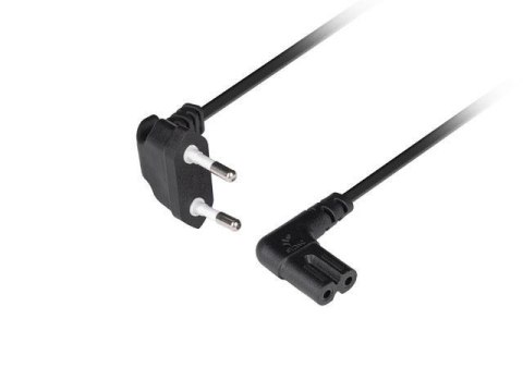 Kabel zasilający Lanberg CEE 7/16 -> IEC 320 C7 EURO (radiowy) 1,8m kątowy VDE czarny