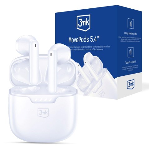 Słuchawki z miokrofonem 3mk MovePods 5.4 - bezprzewodowe z Bluetooth 5.4 białe