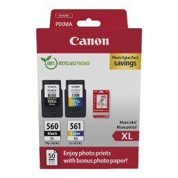Zestaw tuszy Canon PG-560 XL Black 14,3 ml 400 str./CL-561 XL Color 12,2 ml 400 str. + papier fotograficzny glossy (3712C008)