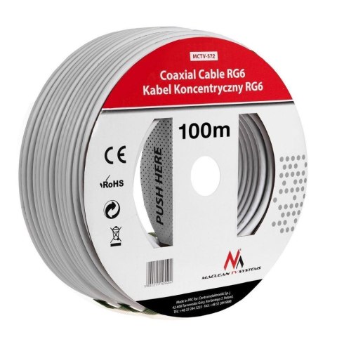 Kabel koncentryczny Maclean MCTV-572 satelitarny, antenowy 1.0CCS RG6 100m