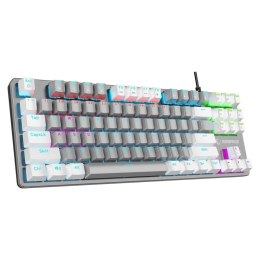 Klawiatura przewodowa Rampage SNUGK14BS-GW Snug RGB KRGD Blue gamingowa mechaniczna szaro-biała