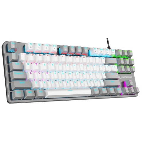 Klawiatura przewodowa Rampage SNUGK14RS-WG Snug RGB KRGD Red gamingowa mechaniczna biało-szara